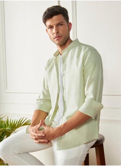 Buy Mandarin Collar Regular Fit Casual Shirt in Saudi Arabia