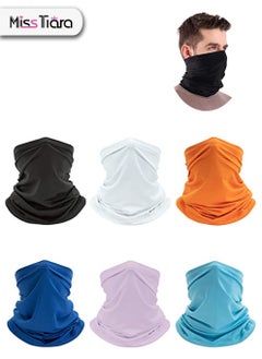 اشتري Outdoor Face Mask Neck Gaiter Headband Tube Bandana Ice Silk Viscose Fiber Elastic Scarf Sunscreen Balaclava Wicking Face Mask Dust Sun UV Protection Fishing Hiking Set of 6 في الامارات