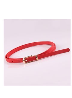 Buy Dress With Sweater Thin Belt Women's Versatile Needle Button PU Small Belt 105cm Red in UAE