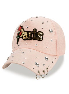 Buy New Letter Iron Ring Mercerized Cotton Dot Diamond Baseball Cap in UAE