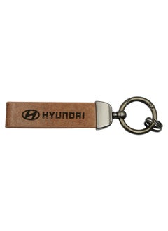 Buy Luxury Hyundai Car Key Chain - Elegant PU Leather Strap and Metal Ring - Durable and Stylish Keyring in Saudi Arabia