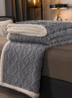 Buy Home Thick Bed Blanket Double-sided Lamb Cashmere Fleece Plaid Blanket Winter Warm Throw Sofa Cover Newborn Wrap Baby Bedspread in UAE