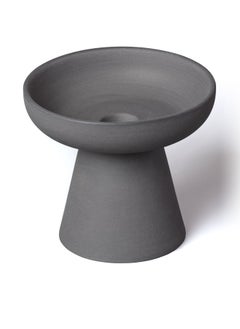 Buy Medium Porcini Pillar and Taper Charcoal Matte Ceramic Candle Holder in UAE