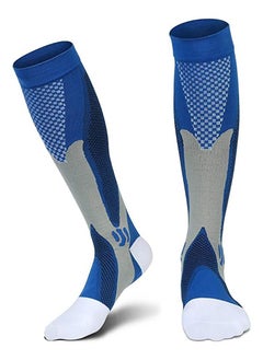 Buy 1 Pair Compression Socks For Men Athletic Football Socks for Run Basketball Soccer Travel XXL Blue in Saudi Arabia