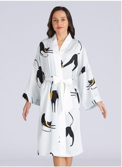 اشتري Women's Bathrobes Spring and Summer Ice Silk Nightdress Simple Homewear  Satin Silk Imitation Bathrobes في السعودية