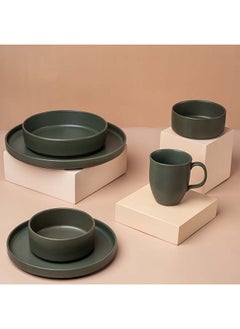 اشتري 30 Pieces Olive Elegance Matte Dinner Set في مصر