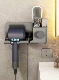 Buy 1-Piece Bathroom Hair Dryer Holder Grey 23.1x9.5x8.8 Centimeter in UAE