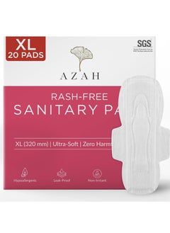 Buy AZAH Sanitary Pads for Women XL [Pack of 20] 100% Rash-Free sanitary napkins | 3x More Absorption, Cottony Soft and Dry Top Cover for heavy Flow | Toxin Free, Locks Odour, Leak-Proof in UAE