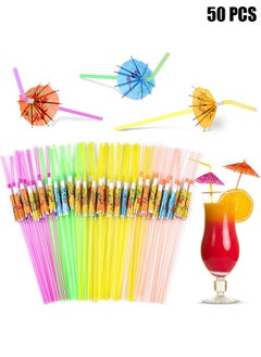 Buy Hawaiian Party Straws, Umbrella Drinking Straws 50Pcs, Multicolored Tropical Fancy Mini Paper Umbrella DrinkDisposable Bendable Drinking Straws for Island Themed Party, Kitchen Supplies, Restaurants in UAE