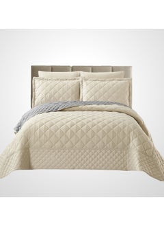 Buy Ultrasonic Quilt Set, 4-Piece Queen Linen/Dark Grey in Saudi Arabia