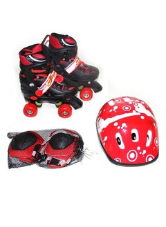 Buy Kids Unisex Four Wheel Roller Skating Shoes with Helmet And Knee Guards L (39-42) cm in Saudi Arabia