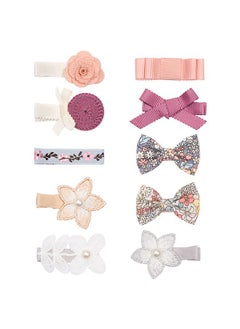 اشتري 10Pcs Flower Hair Clip Set for Baby Girls, Lovely Bobby Pin, Baby French Barrette, Alligator Clips for Girl, Bow Knot Baby Girl Hair Accessories في الامارات