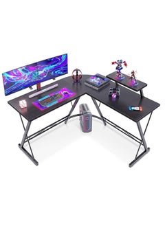 Buy L-Shaped Desk Computer Corner Table 51 Inch Home Gaming Desk Office Writing Workstation With Large Monitor Stand Space-Saving Easy To Assemble 51X18.2X29.5 Inch Black in Saudi Arabia