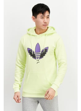 اشتري Men Sportswear Fit Hooded Long Sleeve Sweatshirt, Neon Yellow في الامارات