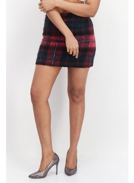 Buy Women Textured Pull On Mini Skirts, Maroon Combo in UAE