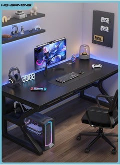 اشتري K-Shaped Desk Computer Table with Shelves 80cm Home Gaming Desk Computer Desk Office Writing Workstation Space-Saving Easy To Assemble 80X50cm Black في السعودية