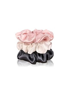 Buy Celestial Silk Mulberry Silk Scrunchies for Hair (Large, Charcoal, Pink, Ivory) in UAE