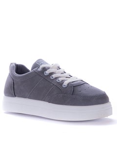 Buy Flat Suede Lace-up Sneakers - Grey- KO-93 in Egypt