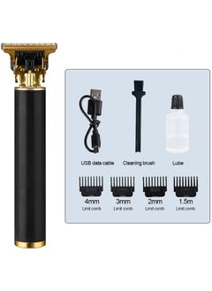 Buy Professional Rechargeable Electric Hair Trimmer Set For Men Golden Black in UAE