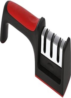 Buy Other Stainless steel knife sharpener with plastic handle and 3 stage sharping system - black red in Egypt