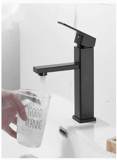 اشتري Modern Basin Faucet Bathroom Black Chrome Brushed Faucet Deck Mounted Basin Sink Tap Mixer Hot & Cold Water Stainless Steel Faucet في السعودية