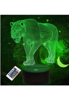 اشتري Lion Gifts, Big Cat 3D Night Light for Kids Bedside Lamp with Remote Control 16 Color Changing Xmas Halloween Birthday Gift Cool Room Decor for Child Baby Boy في الامارات