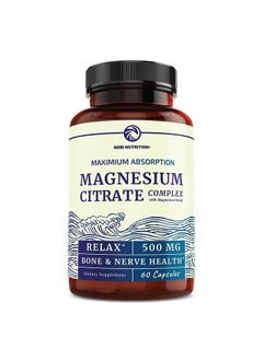 اشتري Magnesium Citrate Complex | 500 MG | High Absorption Formula | Calm, Relaxation & Digestion Support Supplement with Elemental Magnesium Oxide | Gluten-Free, Soy-Free | 60 Capsules (2-Month Supply) في الامارات