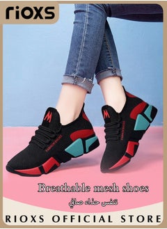 Buy Women's Sports Shoes Mesh Breathable Platform Sneakers Casual Jogging Walking Shoes For Running in Saudi Arabia