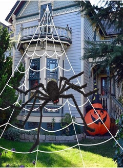 اشتري Tiokkss Holiday Outdoor Decorations, 7M Large Holiday  Spider Web Decor 150cm Giant Spider 20pcs Little Spider,  Scary Hairy Spider Props في الامارات