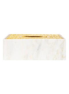 Buy Nero Tissue Box, Off White & Gold - 24.5x8.5 cm in UAE