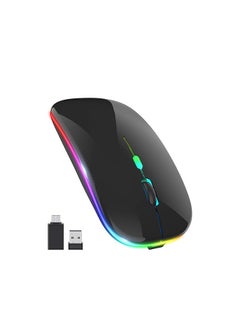 Buy Wireless Computer Mouse W10 Rechargeable Slim Silent black in Egypt