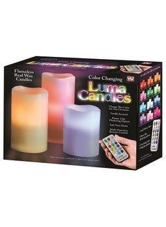 Buy Flameless LED Candles Light, ALED LIGHT 3 Pack Warm White Plus Multicolor Real Wax Battery Operated Electric LED Battery Candles with Timer FLameless Pillar Candles for Decoration in UAE