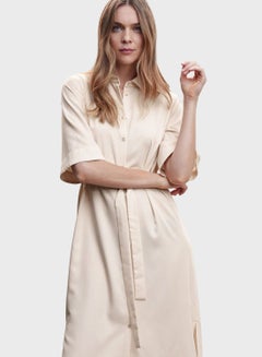 Buy Button Detail Belted Dress in UAE