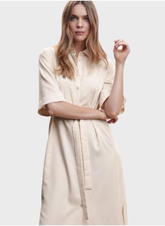 Buy Button Detail Belted Dress in UAE