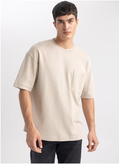 Buy Man Oversize Fit Crew Neck Short Sleeve Knitted T-Shirt in Egypt