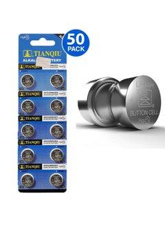 اشتري 50-Pieces Tianqiu AG13/ LR44H/ 357A 1.5V Alkaline Batteries في الامارات