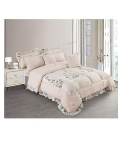 Buy Super King 8 Pieces Comforter set Ruffle Bedding Set, Cotton and Polyester Quality Dorm, Duvet( 240*260cm) in UAE