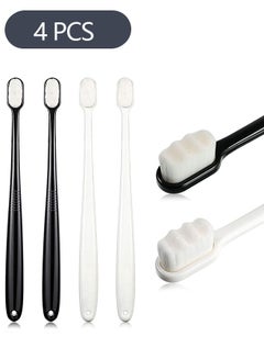 اشتري 4-Pieces Extra Soft Toothbrushes 20000 Bristle Toothbrush, Manual Toothbrush for Fragile Gums Adult Kids Children (Black, White) في السعودية