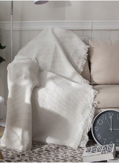 Buy White Modern Simple Checkered Sofa Thin Blanket in Saudi Arabia