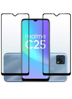 اشتري 2 Pieces Tempered Glass Screen Protector 5D Designed For Realme C25 Full Glue Edge to Edge Full Screen Coverage And Bubble Free في الامارات