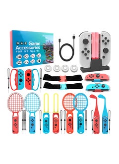 Buy 20 in 1 Switch Sports Accessories Bundle for Nintendo Switch, Family Sports Game Kit Somatosensory Set for NS Sports Game with Fencing Grips Tennis Rackets Sports Straps Golf Clubs Charging Dock in Saudi Arabia