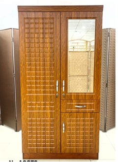 اشتري Wooden Two Door Wardrobe With Mirror And 2 Drawer 100*194*48 CM في السعودية