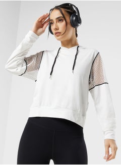 Buy Mesh Detail Drawstring Hoodie in Saudi Arabia