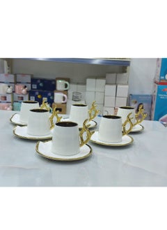 Buy Porcelain Coffee Set 12 Pieces Chinese Branches - White in Gold in Egypt