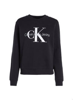 Buy Women's Monogram Sweatshirt, Cotton, Black in Saudi Arabia