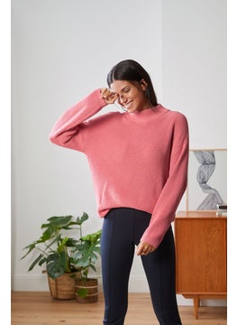 Buy Women Textured Long Sleeve Sweatshirt, Pink in UAE