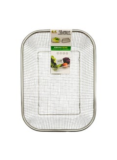 Buy Stainless Steel Colander 27 cm – Rectangle Mesh Basket Design with 4 Corners, Large Capacity, Ideal for Straining and Rinsing Vegetables, Pasta, and Fruits in UAE