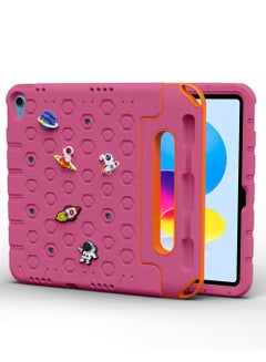 Buy Moxedo Rugged Protective EVA Silicone Kids Case Cover, Shockproof DIY 3D Cartoon Pattern with Pencil Holder, Stand and Handle Grip Compatible for Apple iPad 2022 (10th Gen) 10.9 inch – Rose Pink in UAE