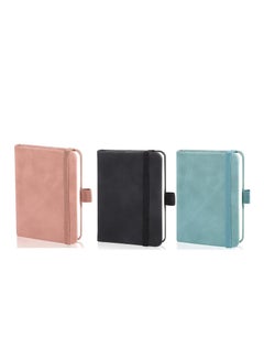 Buy 3 Pack Mini Notebooks, Small Leather Pocket Journal, A7 Business Notebook for Students School Office Diary Subject Writing Supplies in Saudi Arabia