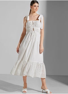 Buy Maria Square neck Tiered hem Dress in UAE